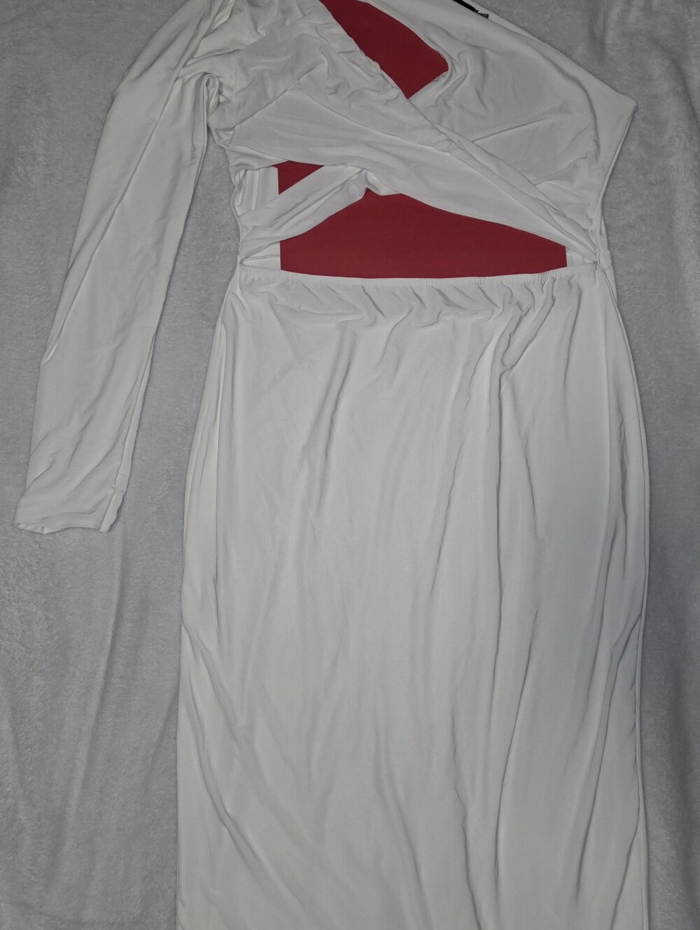 PrettyLittleThing White Maxi Dress with Red Cutout Detail